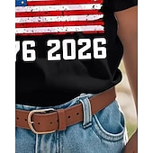 preiswerte 250. Jahrestag USA-100% Baumwolle Kinder Mädchen Schwarz Grafik USA Flagge 250-jähriges Jubiläum Amerikanische US-Flagge für Kinder T-Shirt Rundhalsausschnitt Kurzarm Urlaub Sport &amp; Outdoor Alltagskleidung Hawaiianisch