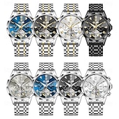 halpa Mekaaniset kellot-OLEVS miesten automaattikello nahkahihna kalenteri luurankokellotaulu trendiklassikko vedenkestävä Moonswatch rannekello 7009