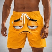 preiswerte Retro Vintage &amp; Ethik-Herren Optische Täuschung 3D Zeichentrick Lächelndes Gesicht Badehosen Badeshorts Boardshorts Mittlere Taille Lustig Hawaiianisch Strandurlaub Seitentaschen Netzfutter Elastischer Kordelzug in der