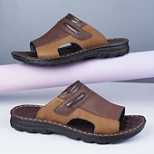 お買い得  メンズ・スリッパ＆フィットフロップ-メンズブラウンアウトドアサンダル - 快適で耐久性があり、調節可能なストラップ付き。ハイキング、トレッキング、カジュアルなアウトドアウェアに最適です。