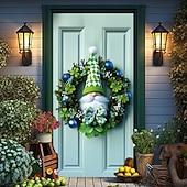 olcso Ünnepi faliszőnyegek-Szent Patrik-nap mentazöld lóhere ajtófüggöny, kobold &amp;Zöld lóhere design, ünnepi ajtódísz Szent Patrik-napi ünnepségre.