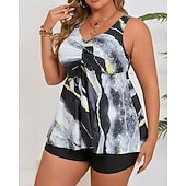 Недорогие Серфинг Танкини и Бикини-Жен. Купальный костюм 2 предм. Swimsuits тропический Ультралегкий (UL) Утягивание живота Эластичный Без рукавов Купальники Серфинг Для погружения с трубкой Лето