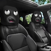 cheap Slipcovers-2pcs Cartoon Big-Eyed Face Printed Car Headrest Covers, Interior Decoration, Universal Fit, Washable, Easy to Install, Suitable for Long Trips Or Road Trips, Perfect Quirky Car Decoration
