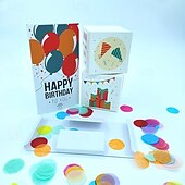 olcso Születésnap-boldog születésnapot felugró meglepetés ajándékdoboz színes lufikkal &amp;konfetti dizájn - élénk papír kézműveskedés fiataloknak, ünnepi ajándékötlet|játékos dizájn|színes lufik, születésnapi parti