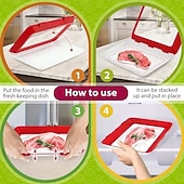 baratos Arrumação de Cozinha-Conjunto de 2/4 recipientes empilháveis para armazenamento de alimentos na geladeira com vedação a vácuo, caixas organizadoras de cozinha de alta qualidade para frutas, verduras, pão e carne.