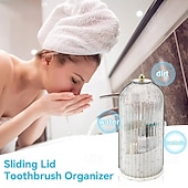 abordables Rangement et organisation-Porte-brosses à dents anti-poussière avec couvercle, boîte de rangement pour pinceaux de maquillage pour coiffeuse, porte-stylos en forme de cage à oiseaux et étagère de rangement, organisateur