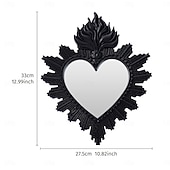 preiswerte Wandskulpturen-Wanddekor-Spiegel mit flammendem Herzmotiv, handgefertigter Hängeschmuck in Form eines flammenden Herzens, Wandkunst im europäischen Stil für Wohnzimmer, Schlafzimmer, Arbeitszimmer, religiöse