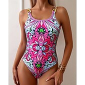 levne Rash guardy One Piece-Dámské Plavky Květinový Ochrana proti UV záření Vysoká pružnost Bez rukávů Plavky Surfování Potápění Šnorchlování Léto