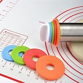 voordelige Keukengerei &amp; Gadgets-Deegroller met verstelbare dikte en mat, roestvrijstalen deegroller met maatverdeling, verstelbare dikte voor het bakken, inclusief mat en deegset voor gemakkelijk uitrollen.