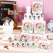 economico Pasqua-Set da 25 figure di Gesù ti ama con biglietto regalo di Pasqua, Gesù tascabile con biglietti di benedizione per nascondino, scuola domenicale religiosa cristiana, bomboniere per feste di cresima