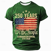  4th of July 2026 250th Memorial Day Men's 3D Print US Flag Crew Neck Short Sleeve T-Shirt Daily Street