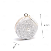 cheap Wallets-Women's Wallet Evening Bag Evening Bag Coin Purse Leather Party Wedding Party Pearls Solid Color Gold / White Almond