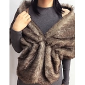 cheap Faux Fur Wraps-Faux Fur Wraps Women's Wrap Elegant Sleeveless Faux Fur Wedding Wraps With Pure Color For Party Fall