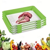 baratos Arrumação de Cozinha-Conjunto de 2/4 recipientes empilháveis para armazenamento de alimentos na geladeira com vedação a vácuo, caixas organizadoras de cozinha de alta qualidade para frutas, verduras, pão e carne.