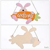 رخيصةأون عيد الفصح-عبوتان من زينة عيد الفصح، حروف خشبية مزخرفة، زينة أرنب عيد الفصح المعلقة لتزيين المنزل في موسم الأعياد، زينة جدارية أو بابية ربيعية، إكسسوارات احتفالية