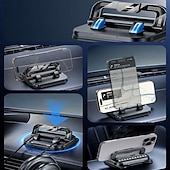 billige Lagringsstativ-2-i-1 360° roterbar biltelefonholder med parkeringsnummerplate - sammenleggbar, justerbar sklisikker base, dashbord-/nakkestøttefeste, kompatibel med de fleste kjøretøy, biltelefonholder, biltilbehør