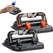 billige Lagringsstativ-2-i-1 360° roterbar biltelefonholder med parkeringsnummerplate - sammenleggbar, justerbar sklisikker base, dashbord-/nakkestøttefeste, kompatibel med de fleste kjøretøy, biltelefonholder, biltilbehør