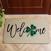 billige Dørmatter-Dørmatte til St. Patricks dag, irsk firkløverdesign, gulvmatte til inngangsparti, festlig grønt kløverdørteppe til St. Patricks dag-feiring.