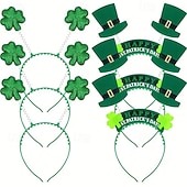  6 diademas para el Día de San Patricio, mini sombreros verdes con plumas para festivales irlandeses. &Lentejuelas, accesorios de fiesta de trébol para mujeres y niños, disfraz del Día de San Patricio