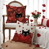 halpa Heitä tyynyt, insertit ja kannet-Ystävänpäivän kissakuvioinen tyynynpäällinen, sydänkuvioinen koristetyyny, täydellinen sohvalle, olohuoneeseen, makuuhuoneeseen, ihanteellinen romanttisen lomatunnelman luomiseen ja viihtyisään
