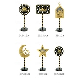 olcso Ramadan dekorációs fények-ramadan eid led dekoratív fényjelzés csillag hold vár beltéri hálószoba ünnepi hangulatú függőlámpa aa elemdoboz 30cm magasság