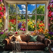 cheap Wall Tapestries-Tapestry Banners Blanket Flower Window 3D Bedroom Living Room Dorm Teens Room College Dorm Wall Porch Home Decor