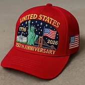 olcso Patrióta 250 kalap-Férfi Uniszex Egyesült Államok 250. évfordulós kalapja Baseball sapka Szalmakalap Kamionos kalap Fekete Rubin Poliészter / Poliamid Állítható Hazafias Szabadság Sportok Hétköznapi Napi Szabadtéri