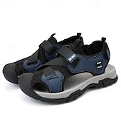 cheap Outdoor Sandals-Men's Navy Blue Sporty Sandals – Lightweight and Durable with Velcro and Adjustable Fit, Perfect for Outdoor Adventures
