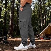 お買い得  貨物-男性用 カーゴパンツ スウェットパンツ ズボン ストレートレッグスウェットパンツ ドローストリング ポケット 弾性ウエスト 平織り 履き心地よい ソフト カジュアル 日常 アウトドア 旅行度假风 ファッション ブルー ホワイト