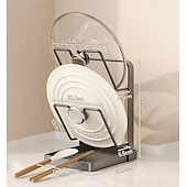 olcso Konyhai tárolás-konyhai edényfedő tárolóállvány, edényfedő vágódeszka tartó kivehető csepptálcával, helytakarékos konyhai edényfedő szervező állvány pultra