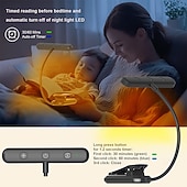 halpa Lukuvalot-LED-ladattava kirjavalo sängyssä lukemiseen muistitoiminnolla silmiä hellivä yövalo 3 väriä 5 kirkkautta joustava hanhenkaula kevyt klipsikirjan lukuvalo säädettävä kirkkaus