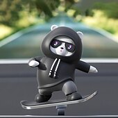 abordables Colgantes y ornamentos para coche-Adorno para tablero de automóvil con forma de oso de patineta: colgante para tablero de automóvil con dibujos de animales que presenta un elegante diseño de gafas y sudadera con capucha, adecuado para