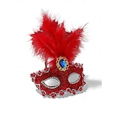 billiga Tillbehör-Kvinnors Grön Fjäder Venetiansk Maskeradmask - Lyxig Barock Crystal-Pyntad Karneval Kosttillsats för Venedigfestivalen Mardi Gras  Maskeradfester
