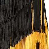 baratos vestido de competição-preto feminino &amp;Vestido de dança latina com franjas douradas - decote halter bicolor para rumba, salsa, cha-cha e dança de salão.