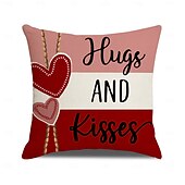 olcso Dobjon párnákat, betéteket és fedeleket-Valentin-napi piros szív alakú párnahuzat, vászon betűmintás párna, romantikus hangulatú dekoráció kanapéra, otthoni díszpárna nappaliba