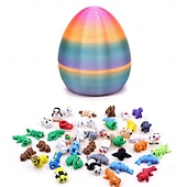 Недорогие Пасха-Пасхальное яйцо, напечатанное на 3D-принтере, с 10 случайными миниатюрными животными внутри, подвижные игрушки, наполнители для пасхальных корзин, забавные коллекционные подарки для детей и взрослых,