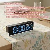 tanie Dekoracyjne światła-nowoczesny cyfrowy budzik LED z dwoma alarmami &amp;miękkie dolne światło, wyświetla czas, datę, dzień tygodnia, temperaturę, 3-stopniowa automatyczna/ręczna jasność, zegar biurkowy zasilany bateryjnie