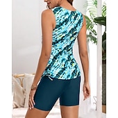 Χαμηλού Κόστους Surfing Tankinis και Bikinis-Γυναικεία Μαγιό Τανκίνι Δύο Κομμάτι Μαγιό Γραφική Φαρδύ μανίκι Προστασία UV Υψηλή Ελαστικότητα Αμάνικο Μαγιό Σέρφινγκ Καταδύσεις Ψαροντούφεκο Καλοκαίρι