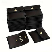 お買い得  収納＆整理-スナップデザインのPUレザージュエリー収納バッグ10個入り。3.15 x 3.15インチ。リング、ネックレス、様々な色のアクセサリーの収納に最適です。