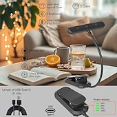 halpa Lukuvalot-LED-ladattava kirjavalo sängyssä lukemiseen muistitoiminnolla silmiä hellivä yövalo 3 väriä 5 kirkkautta joustava hanhenkaula kevyt klipsikirjan lukuvalo säädettävä kirkkaus