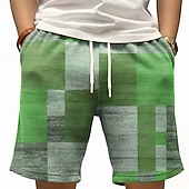 お買い得  メンズ 3D スウェットショーツ-男性用 幾何学模様 カラーブロック パッチワーク ワッフルショーツ スウェットショーツ カジュアルショーツ ミディアムウエスト ファッションカジュアル バケーション ジョギング いい結果 テクスチャード加工 伸縮性のあるドローストリングウエスト ポケット付きショートパンツ デザイナー 衣類