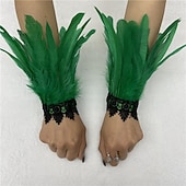 abordables Accesorios-Carnaval 2026 Accesorios de Samba del Carnaval de Río Muñequeras de Plumas Negras con Encaje - Pulseras Elegantes para Fiestas Gatsby Disfraz de Festival de Brasil