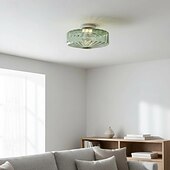 cheap Flush Mounts &amp; Semi Flush Mounts-Green/AmberCeiling Light Fixture Retro Glass Flush Ceiling Light Farmhouse Semi-Flush Mount Fixture with Drum-Shaped Glass Shade flush light suitable for hallways bedrooms living rooms and bathroom