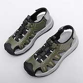 economico sandali da esterno-sandali sportivi beige da uomo: design comodo con rete traspirante, vestibilità regolabile per la spiaggia, le passeggiate e l'estate