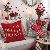 baratos Cuscini, inserti e coperture-Valentine's Day Throw Pillow Cover, Holiday Letter Print Cushion for Sofa, Home Decor, Cozy Decorative Pillow for Living Room, Bedroom, and Office