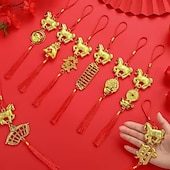 cheap Event &amp; Party Supplies-12/24 pieces 2026 Year of the Horse Hanging Ornaments Spring Festival Decorations Auspicious Pendants Tassel Accessories Wealth-Attracting Decor Home Kitchen Potted Plants Car Ornaments Horse