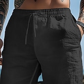 cheap Holiday-Men's Shorts Summer Shorts Beach Shorts Baggy Shorts Drawstring Elastic Waist Straight Leg Plain Comfort Breathable Short Casual Daily Outdoor Vacation Classic Style Black White Inelastic