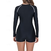 preiswerte One Pieces Rash Guards-Damen Anti UV Shirt Badeanzug Badeanzüge Patchwork Reißverschluss Ultraleicht (UL) UV Schutz Elastisch Langarm Bademode Surfen Schnorcheln Frühling