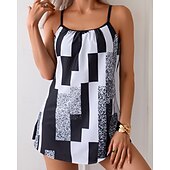 abordables Surfing Tankinis &amp; Bikinis-Women's Ruched Swimsuit Tankini Sets Rash Guard Swimwear Black UPF 50+ Sleeveless - Surfing Beach Swimming Summer