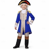  250th Anniversary USA Rococo Baroque Outfits Long Sleeves George Washington Colonial Revolutionary War Costumes Fancy Dress Boys' Carnival Independence Day 4th of July Kid's Coat Pants Collar